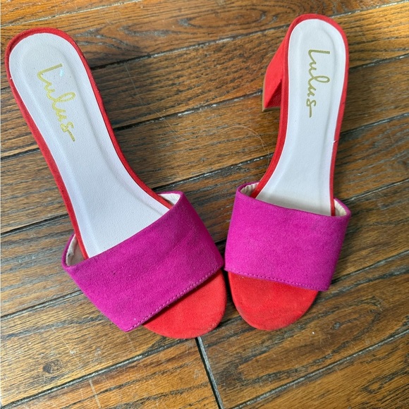 Lulu's Vibrant Pink and Red Block Heels - Picture 4 of 7